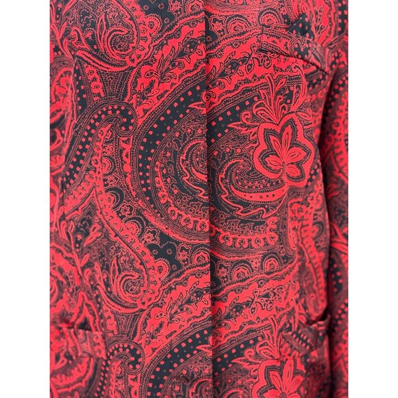 Vintage Koret Jacket Blazer Womens 14 Red Black Paisley Retro Glam Boho Chic - Picture 10 of 15